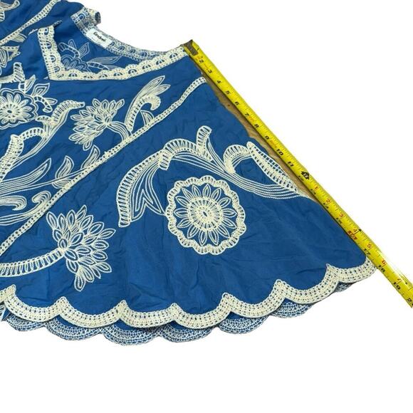 Kindred Floral Embroidered Top Blue L Bohemian Hippie Whimsy Indie Granolagirl - Picture 10 of 11